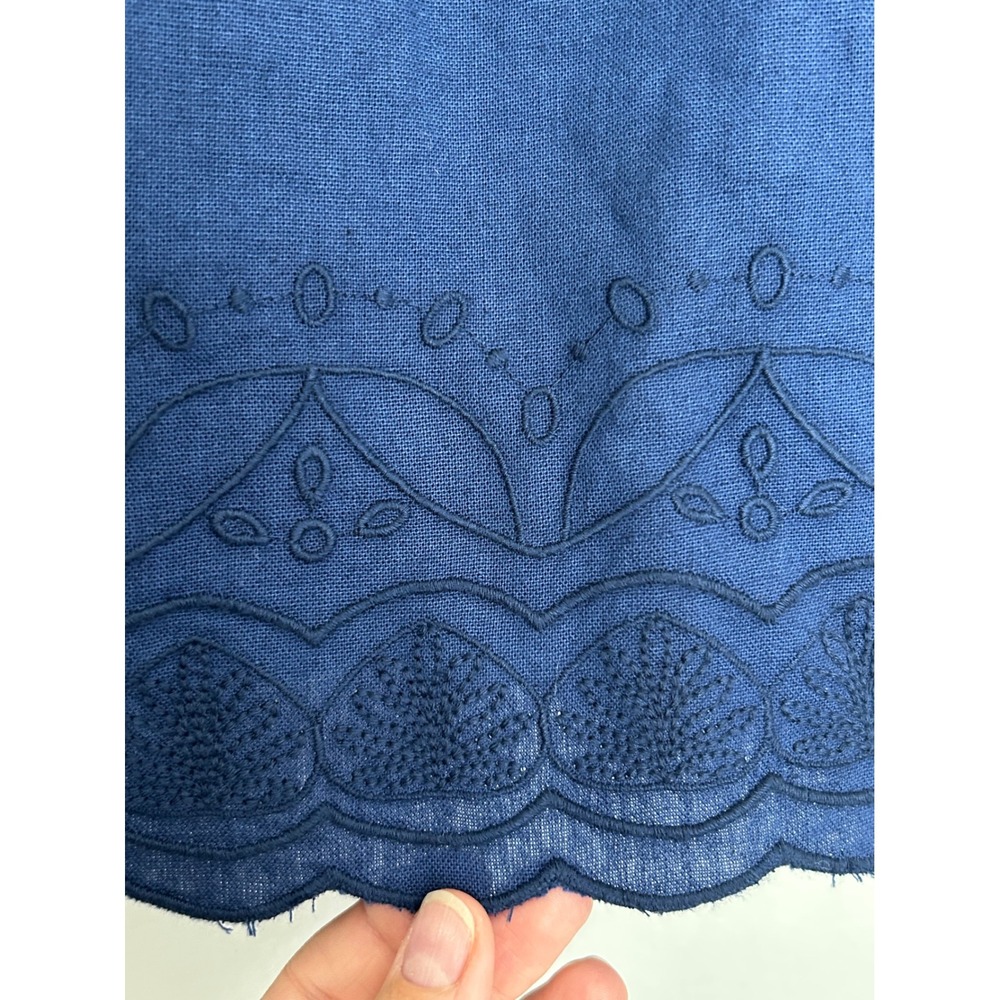 Roller Rabbit x Target Women oversized XS Navy Embroidered Scallop Cropped top - Picture 8 of 12
